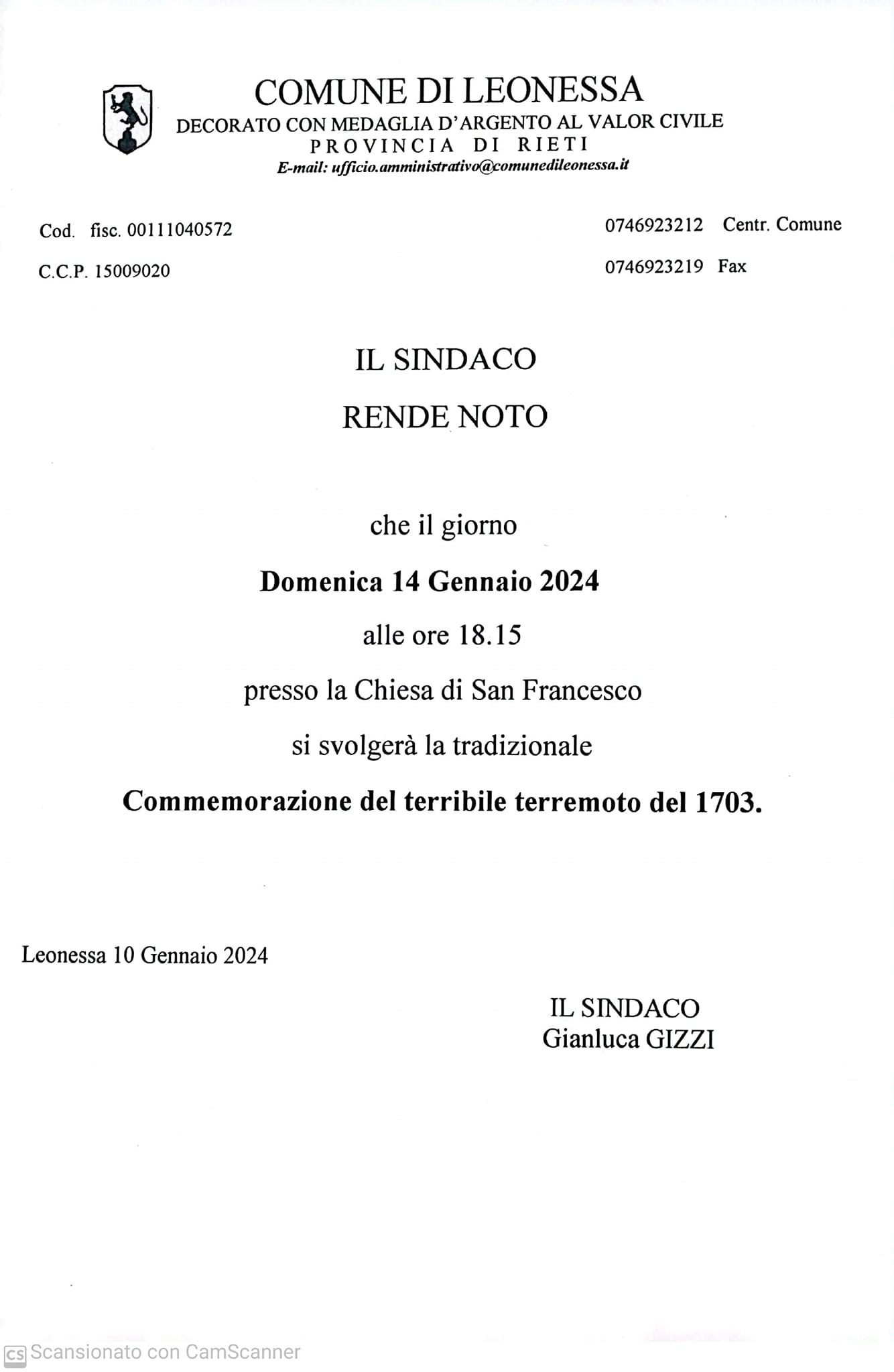 Commemorazione terremoto 1703